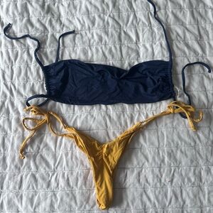 San Lorenzo Navy and Mustard Bikini Set